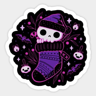 Creepy Cute Christmas Stocking Skull Sticker